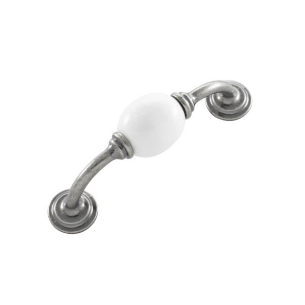 Picture of Pewter white ceramic D handle - 96mm