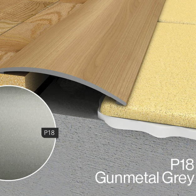 Picture of WRG2 900mm Flat Reducer Adhesive Profile P18 Gunmetal Grey / Brissac Oak 8264
